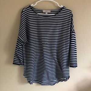 LOFT Navy/White Sweater Blouse
